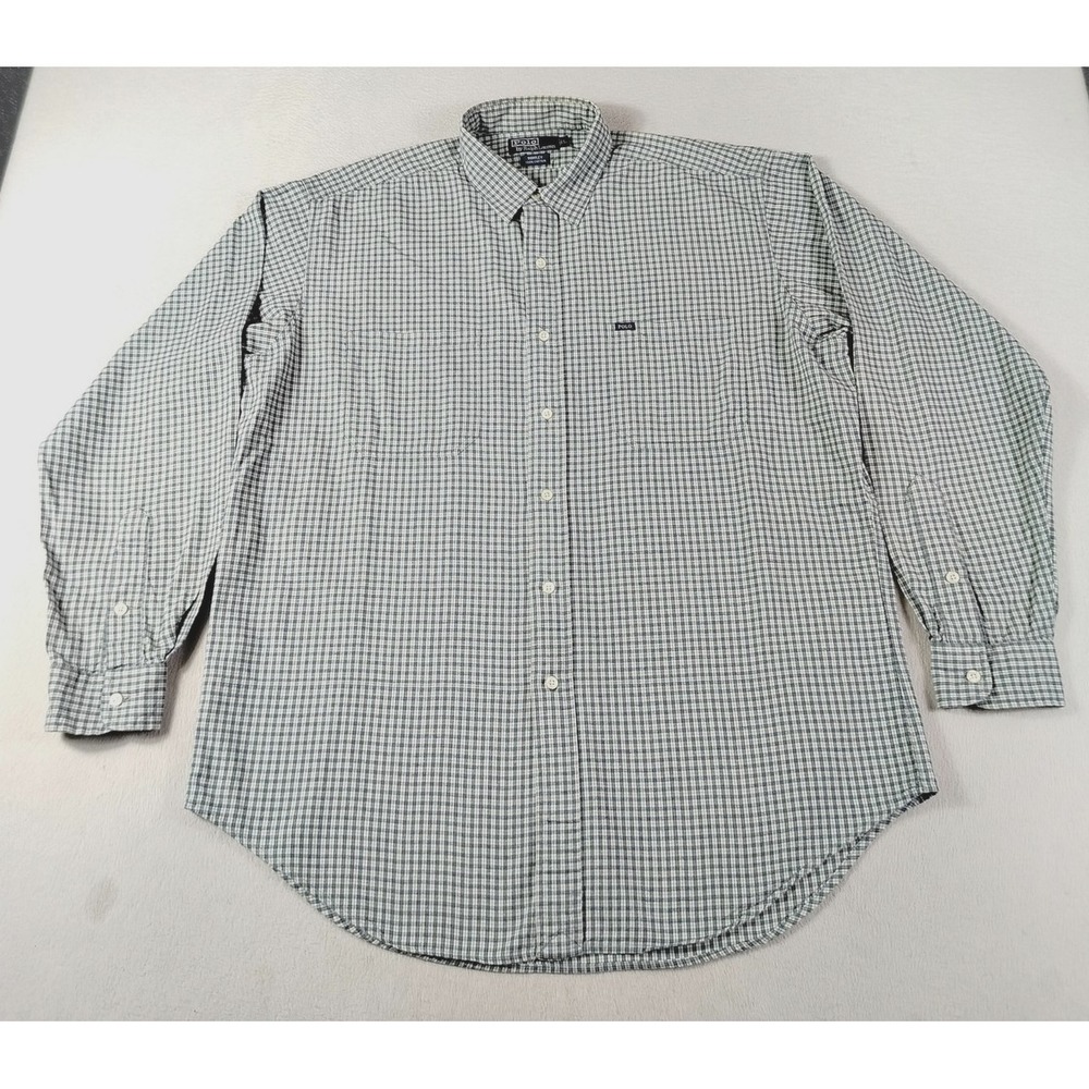 Vintage Polo By Ralph Lauren Rowley Shirt Mens Large Green Check Flannel Winter